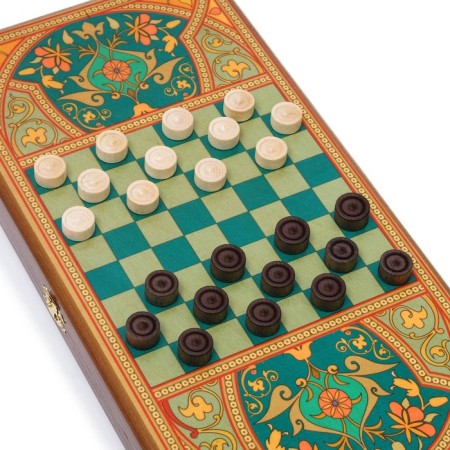 Wooden backgammon with checkers "Persian", board game, 40 x 40 cm-2
