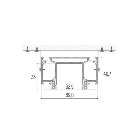 Intruder (profile) for embedding a single -phase track in the tension ceiling Novotech, 40.71x2000x69.8 mm, black color-1