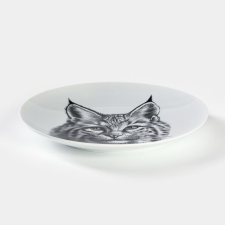 Porcelain plate "Lynx", D = 24 cm, white-1