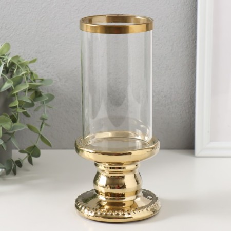 Ceramics candlestick, glass for 1 candle "Wells" d = 8 cm gold 10x10x21.5 cm-1
