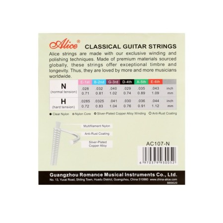 Strings for the classic guitar AC107-N, nylon, silvered, alice-2