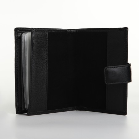 Male purse on magnet 3 in 1, department for auto documents, passports, black color-5