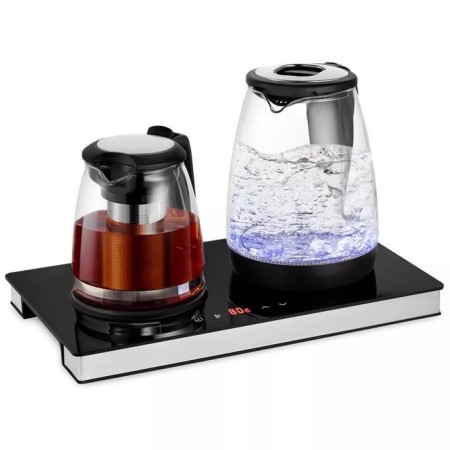 Tea kit KitFort KT-6181, glass, 2/1.2 l, 1500 watts, black