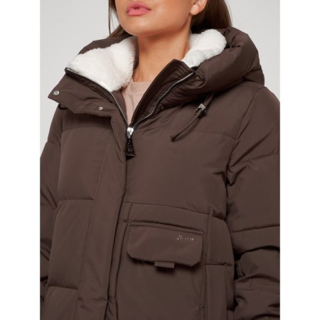 Coat insulated winter female, size 52, brown color-12