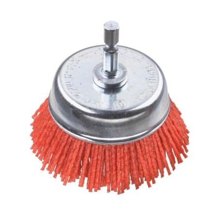 Cup brush for a drill kwb, d = 75 mm, shank d = 6 mm, hard, nylon with aluminum oxide