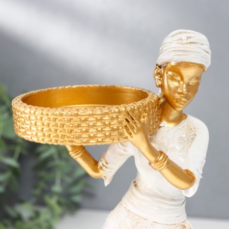 Souvenir Polystone Sight African D-5.8 cm, white with gold 7.5x8.7x25.2 cm-5