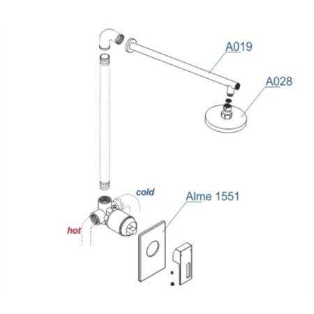 The shower system wasserkraft a12528, built-in, tropical shower, brass/ABS plate, chrome 101201-2