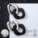 Earrings Metal "Chain" diagonal, 2 hollow rhombus, silver-black color