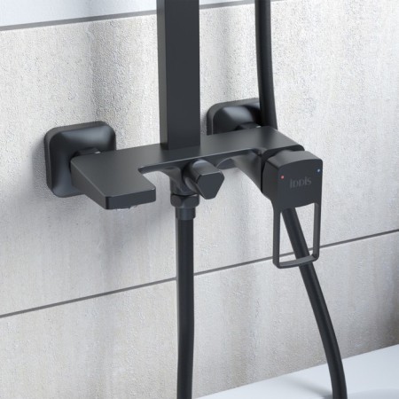 Shower mixer IDDIS BILD BILBL1Fi06, 350x200x1400 mm, with the upper shower, black-2