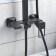 Shower mixer IDDIS BILD BILBL1Fi06, 350x200x1400 mm, with the upper shower, black