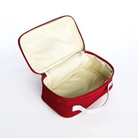 Cosmetic bag with lightning, burgundy color-2