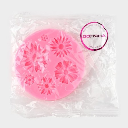 Mold Dolyana "Flowers", silicone, d = 7.5 cm, color mix-5
