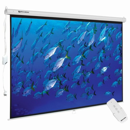 Production screen 180 x 240 cm, Brauberg Moto, matte, wall, electric drive-1