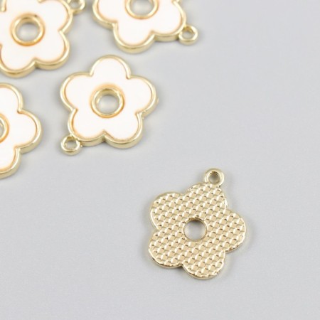 Decor for creativity Metal, acrylic "White Flower" gold 0.2x1.6x1.7 cm-1