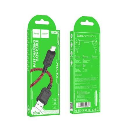 Hoco X94, Type -C - USB, 3 A, 1 m, data transfer, PVC, red-4