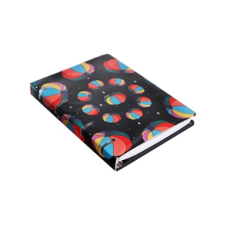 A notebook on rings A5 120 sheets in the Lorex "Neon. The Illusory Things" cage, with a change of block, a plastic cover, with stickers-1