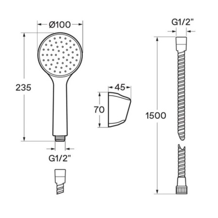 Santek Kant bath mixer, long spout, with accessories, chrome-9
