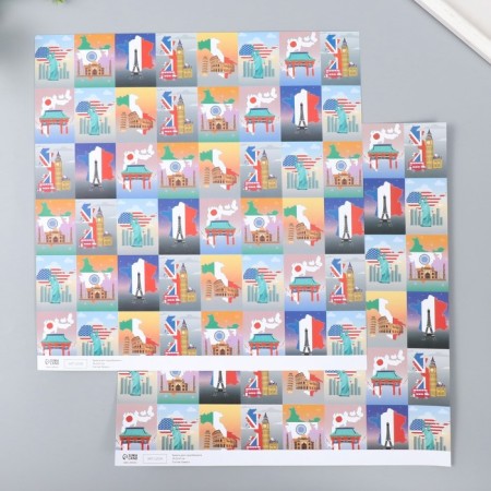 Scrapbooking paper bilateral "travel" density 180 g 30.5x32 cm-1