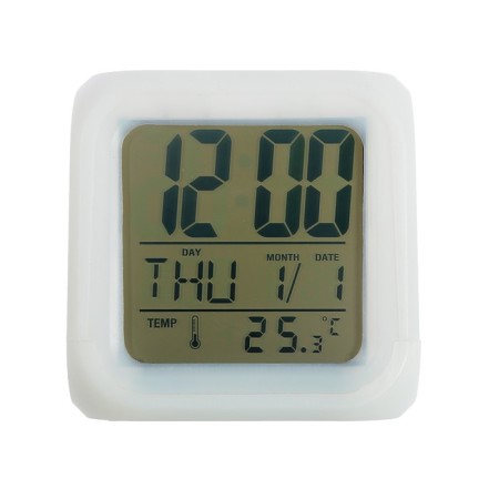 Luazon LB-03 alarm clock, date, temperature, white-3