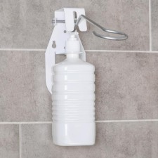 A dispenser for the antiseptic of the elbow, 1 l, with the holder, the color is white