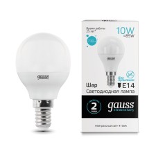 LED LED ELEMENTARY 10W ball 4100K neutr. Bel. E14 730LM GAUSS 53120