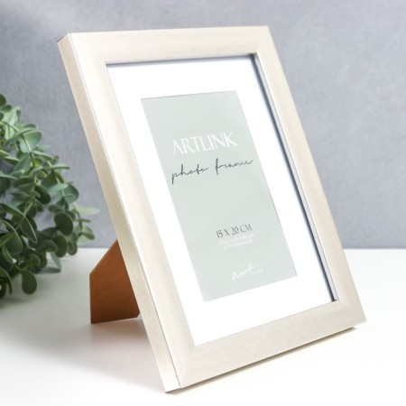 Photo frame Plastic "Gloria" 15x20 cm, with a paspartm, silver-1