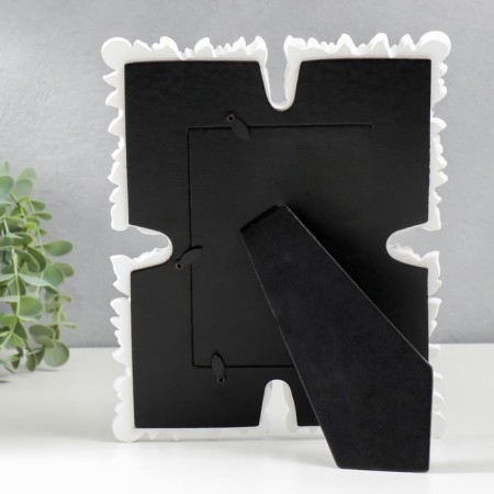 Polystone photo frame 10x15 cm "lush leaves" white 26x20 cm-3