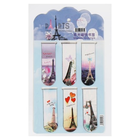 A set of magnetic bookmark for books Calligrata 6 pieces, "Eiffel Tower", mix-6