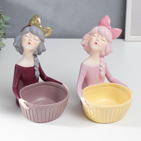 Souvenir Polystone stand "Girl with basket" MIX 20.3x16.8x25.5 cm