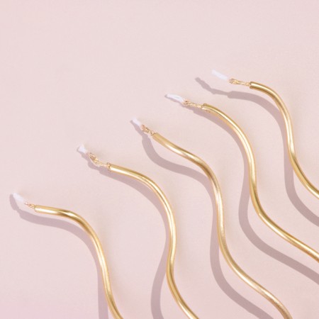 Candles for cake twisted "serpentine", 10 pcs, cocktail, golden, 15 cm-4