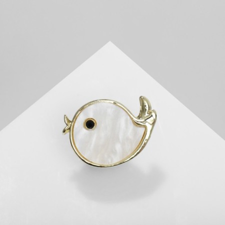 The "bird" icon is small, the color is white in gold, l brush 9.5 cm-1
