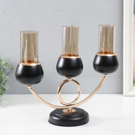 Summary Metal for 3 candles "Dark Knight" black matte with gold 36x24x12 cm-2