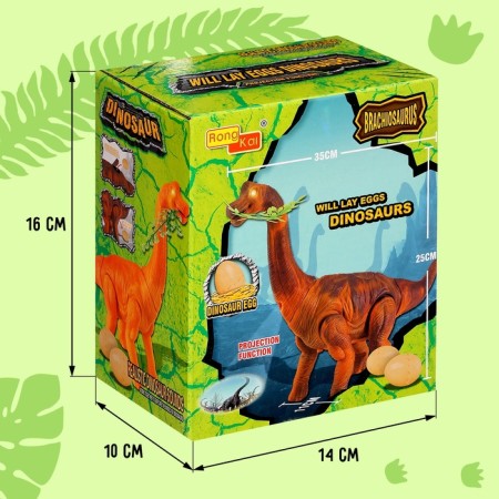 Dinosaur "Brachiosaurus Gravoyadnaya", works from batteries, lays eggs, with a projector, brown color-8