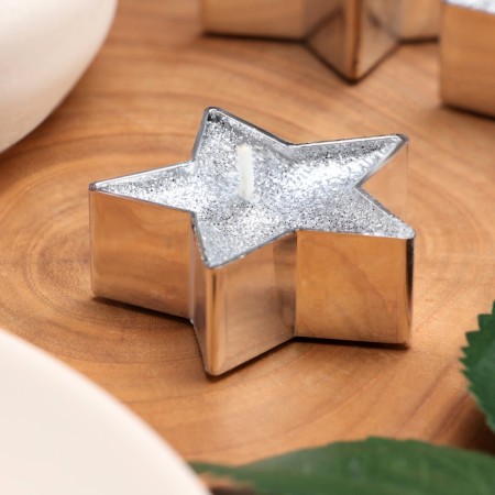 Candle in the sleeve "Star", set of 12 pcs, silver shit-1