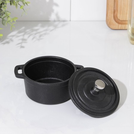 Cast iron pan Volcano, 13 × 10 × 6 cm, for serving, black color-1