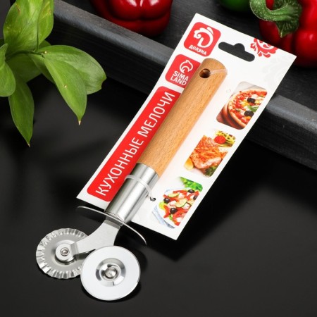 Knife for pizza and dough the Valdai Dolyan, two -sided, beige color, silver color-3