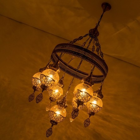 Suspended chandelier Citilux "Cairo" CL419163, 56x56x100 cm, 7x75W, e27, brown color-20