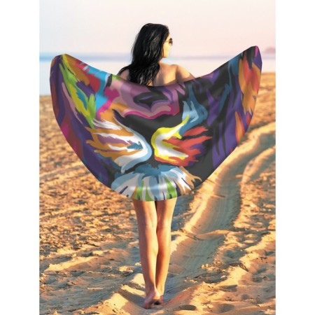 Pareo and beach rug "Leo in bright colors", d = 150 cm