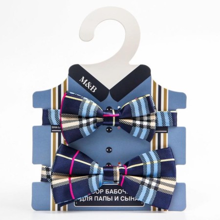 A tie - a butterfly for a boy and dad “Set for a photo shoot”, 2 pcs., Blue color, M&B