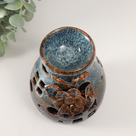 Aroma lamp ceramics "Field flower" brown 9x9.5x13.5 cm-4