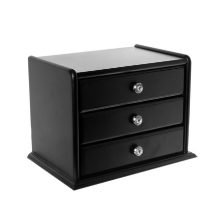 Casket wood "chest of drawers with 2 boxes" black 21.5x14.5x16 cm-9