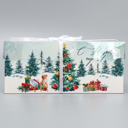 Box for Capcake "Happy New Year", Christmas tree, 23 x 16 x 10 cm, new year-4