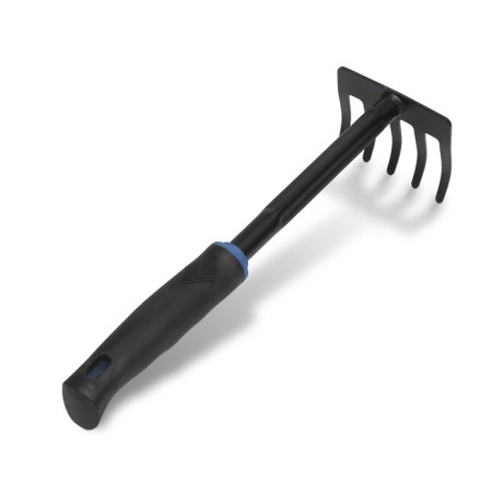 Small straight rakes for the garden, 5 teeth, length 29 cm, metal, combined plastic handle, Greengo-1