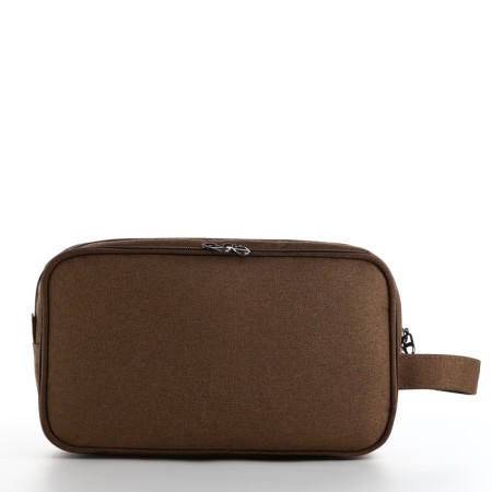 Cosmetic bag on lightning, brown color-1