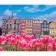 Diamond mosaic with a partial filling on the subframe "House with tulips", 50 x 60 cm
