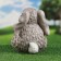 Garden figure "Hare with flower" gray, 24cm