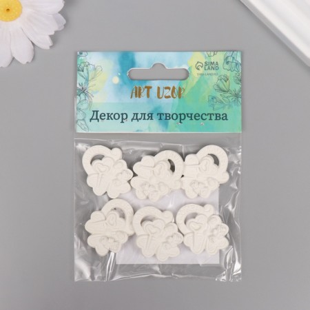 Decor for creativity Polystone "Clover with a key" White set 6 pcs 2.5x2.8 cm-3
