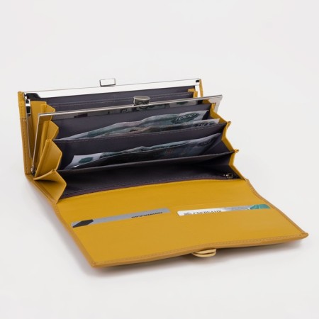 Women's wallet on magnets, yellow color-3