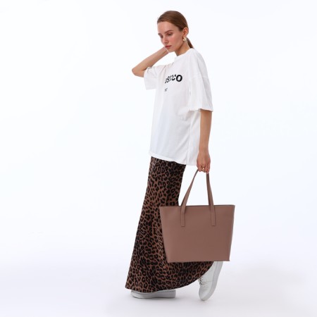 Women's bag Textura, shopper, large size, beige color-1