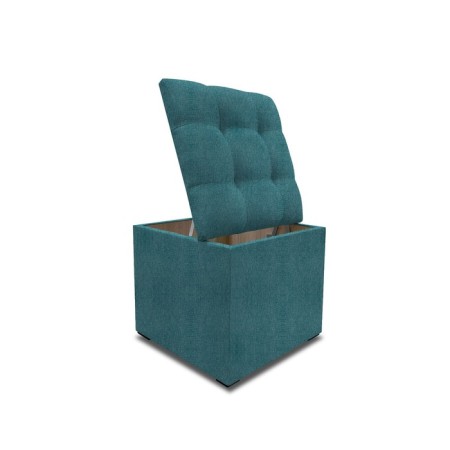 Puff with a lid and weighting, 400 × 400 × 420 mm, Savana plus matting, Mint color-2